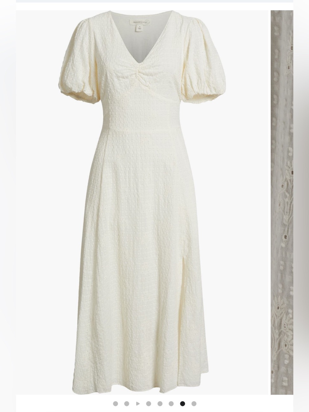 Treasure & Bond Textured Puff-Sleeve Midi Dress